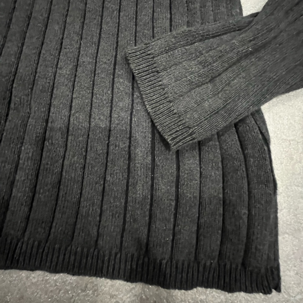 [M]Calvin Klein Jeans Gray Zip Up Ribbed Cotton Knit Sweater 1/4 Zip - Picture 2 of 8